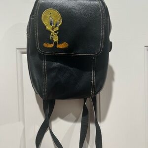 Looney Tunes Black Mini Backpack with Yellow Tweety Design